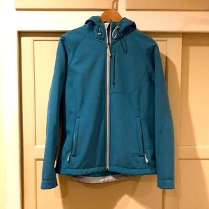 Ladies soft shell hooded jacket